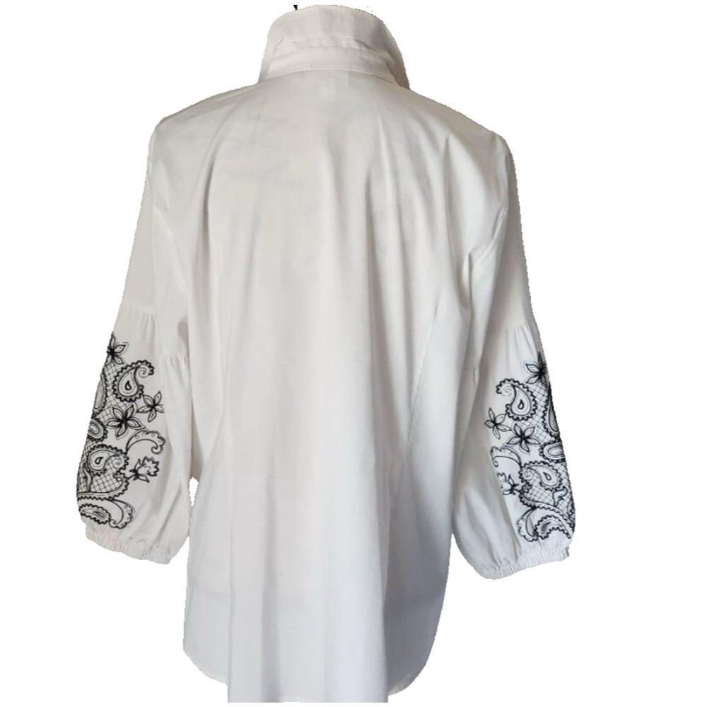 J Jill Blouse Women’s Large White & Black Paisley Bohemian Career Button Down - Picture 4 of 13